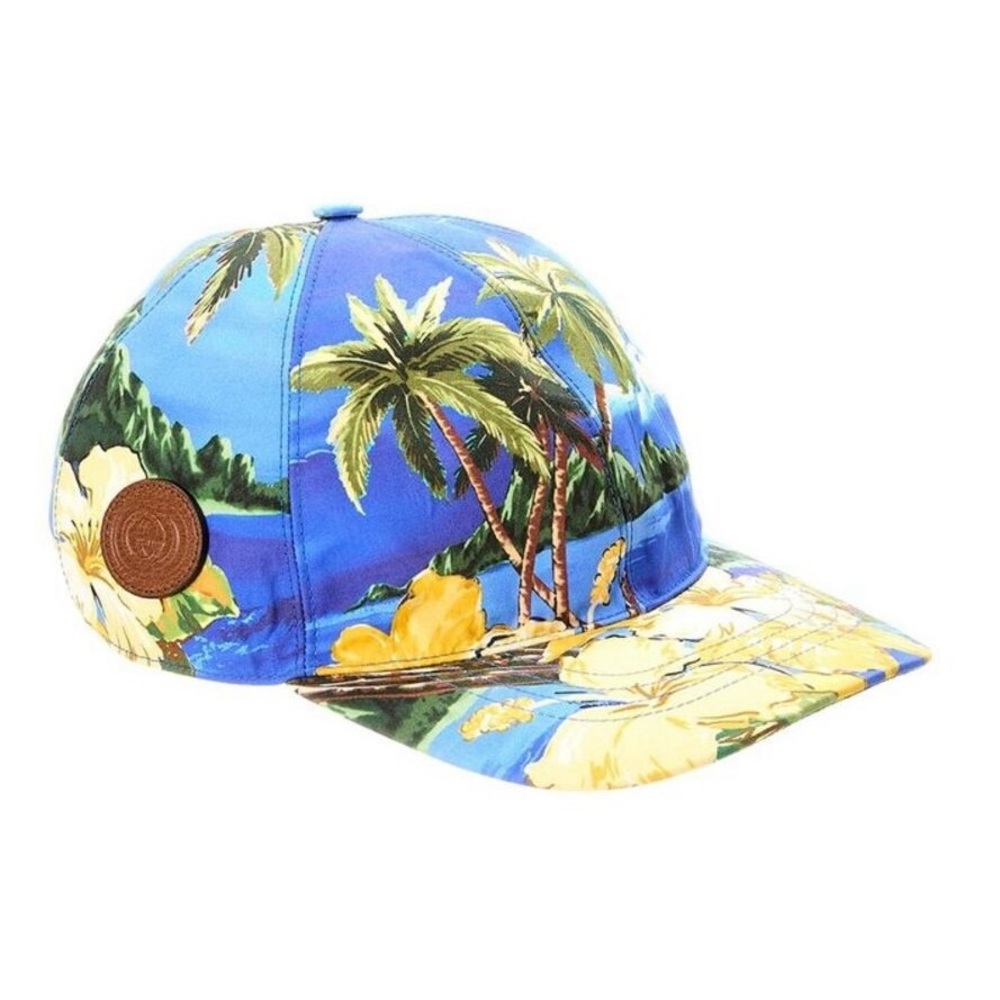 GUCCI TROPICAL FUN SUMMER BASEBALL CAP, COTTON WITH ADJUSTABLE LEATHER CLOSURE - Picture 11 of 14